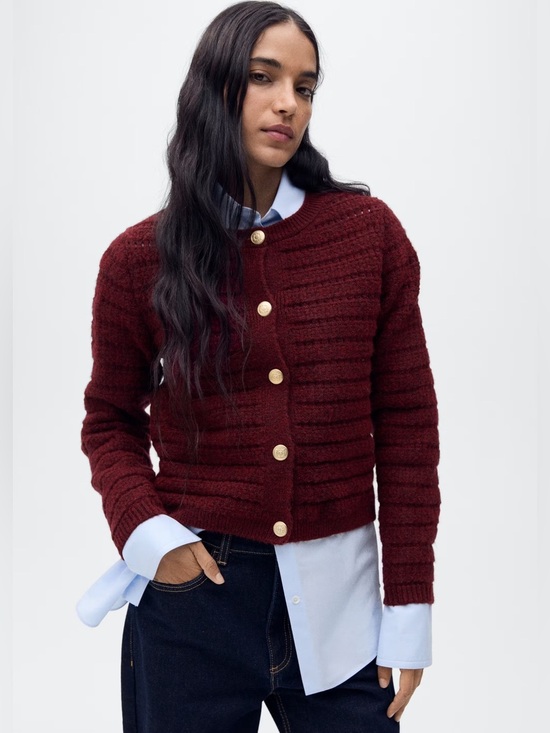 Mango Sweaters - Mango Burgundy Knit cardigan NWT